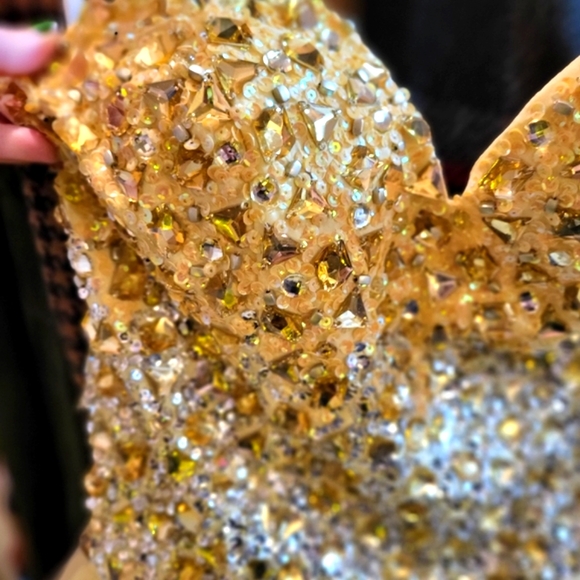 Terani Couture Yellow/Gold Prom Dress - Picture 4 of 14